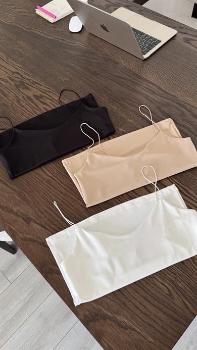 Saten Askılı Atlet - Bej 