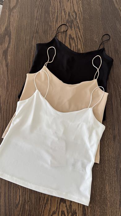 Saten Askılı Atlet - Bej 