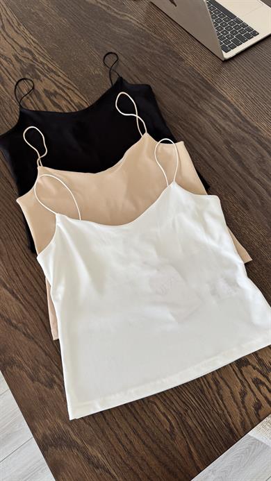 Saten Askılı Atlet - Beyaz 