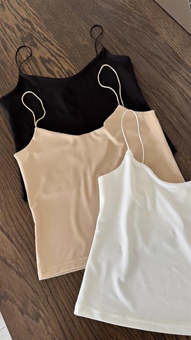 Saten Askılı Atlet - Beyaz 