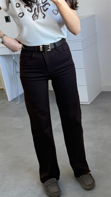 Straight Kemerli Kahve Jean