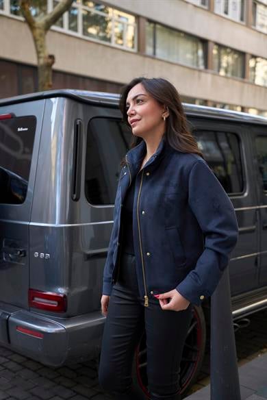 Süet Bomber Ceket  - Lacivert 