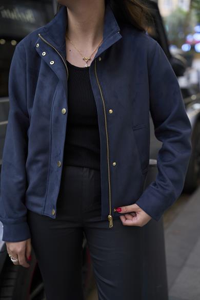 Süet Bomber Ceket  - Lacivert 