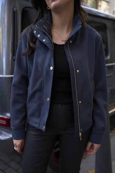 Süet Bomber Ceket  - Lacivert 