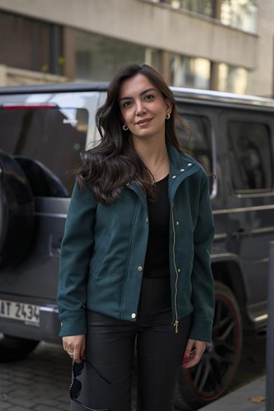 Süet Bomber Ceket  - Yeşil 