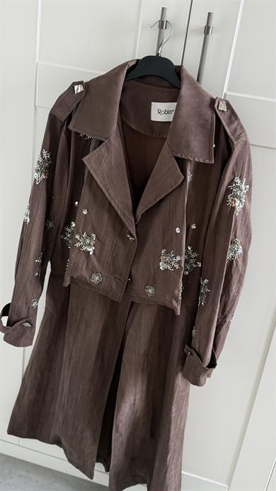 Taşlı 2Li Trenç - Kahve