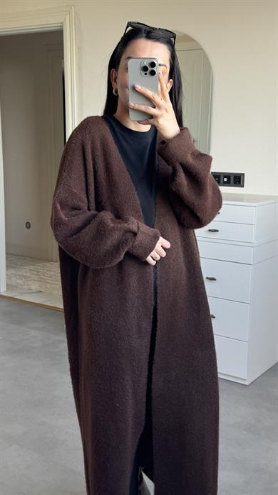 Yumoş Maxi Boy Hırka - Kahve