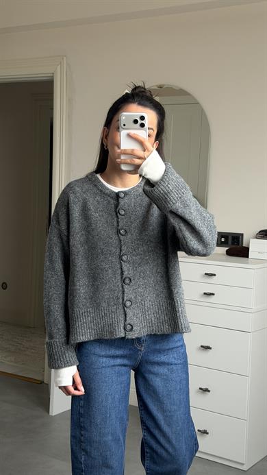 Yumoş Yırtmaçlı Hırka - Antrasit