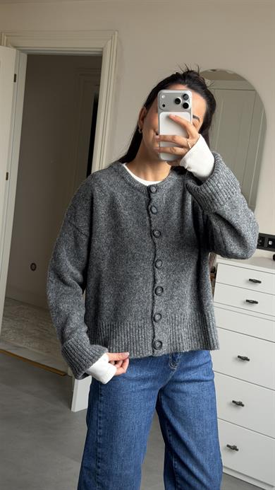 Yumoş Yırtmaçlı Hırka - Antrasit