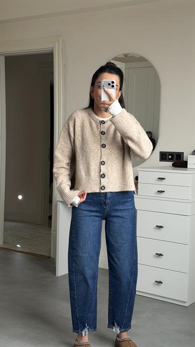 Yumoş Yırtmaçlı Hırka- Sütlü Kahve