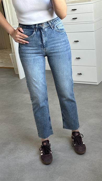 Zra Boyfit Kesik Paça - Mavi