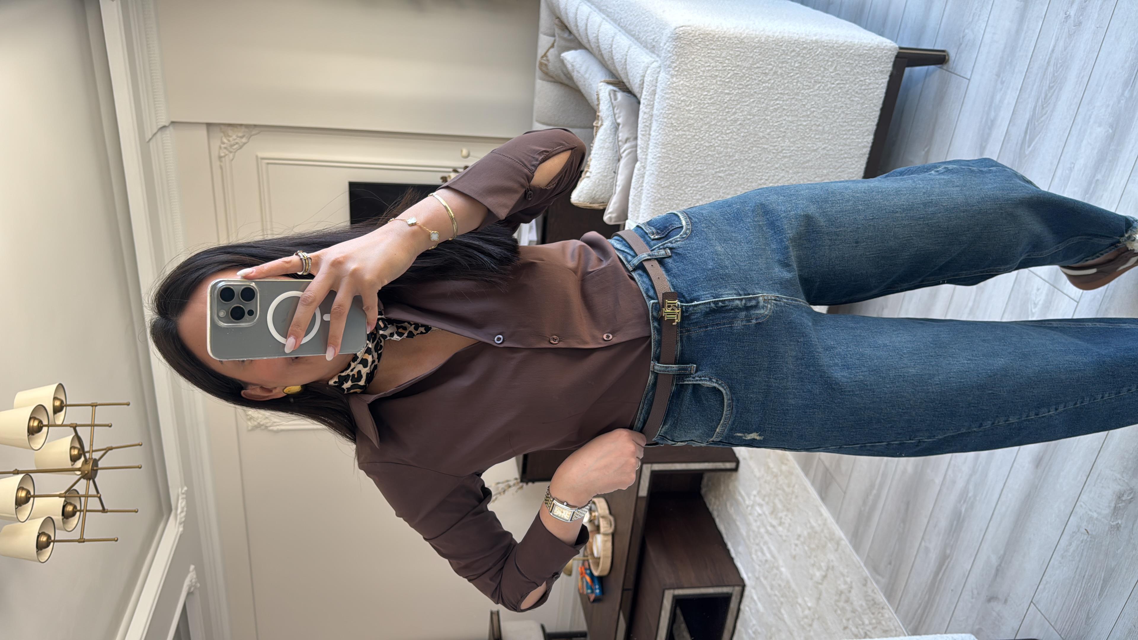 Dilvin Kahve Fit Gömlek 