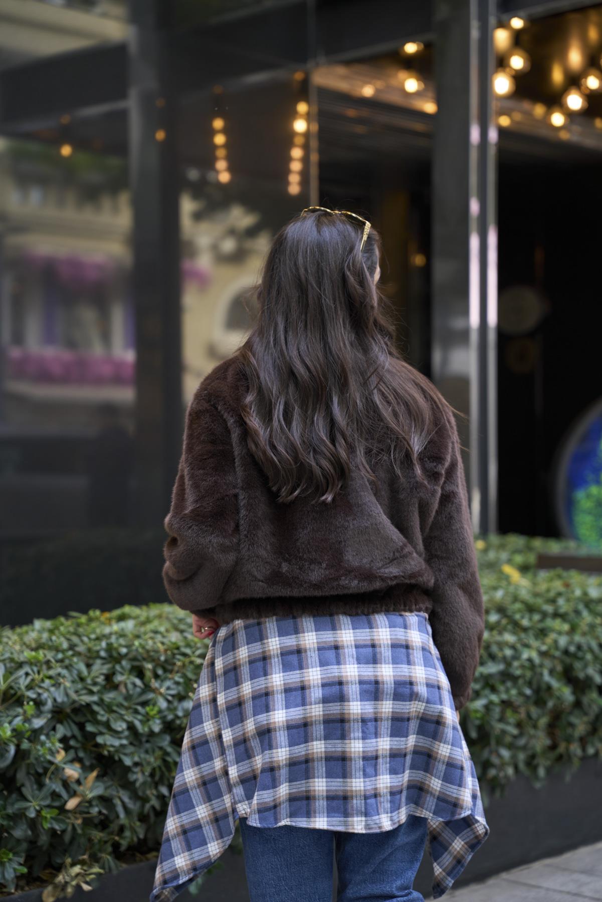 Kürklü Bomber Mont - Kahve 