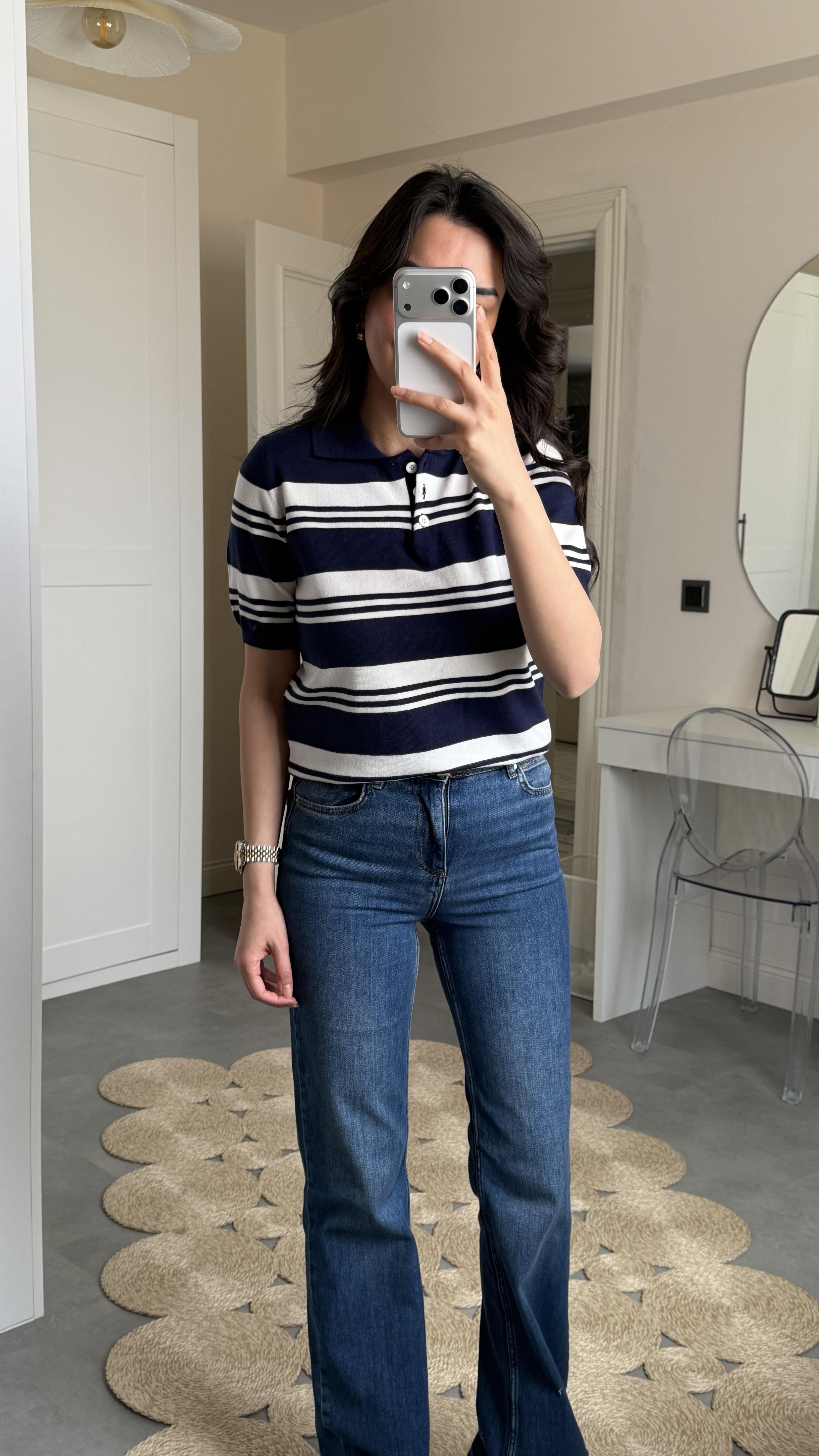 Massi Çizgili Polo Yaka Triko - Laci