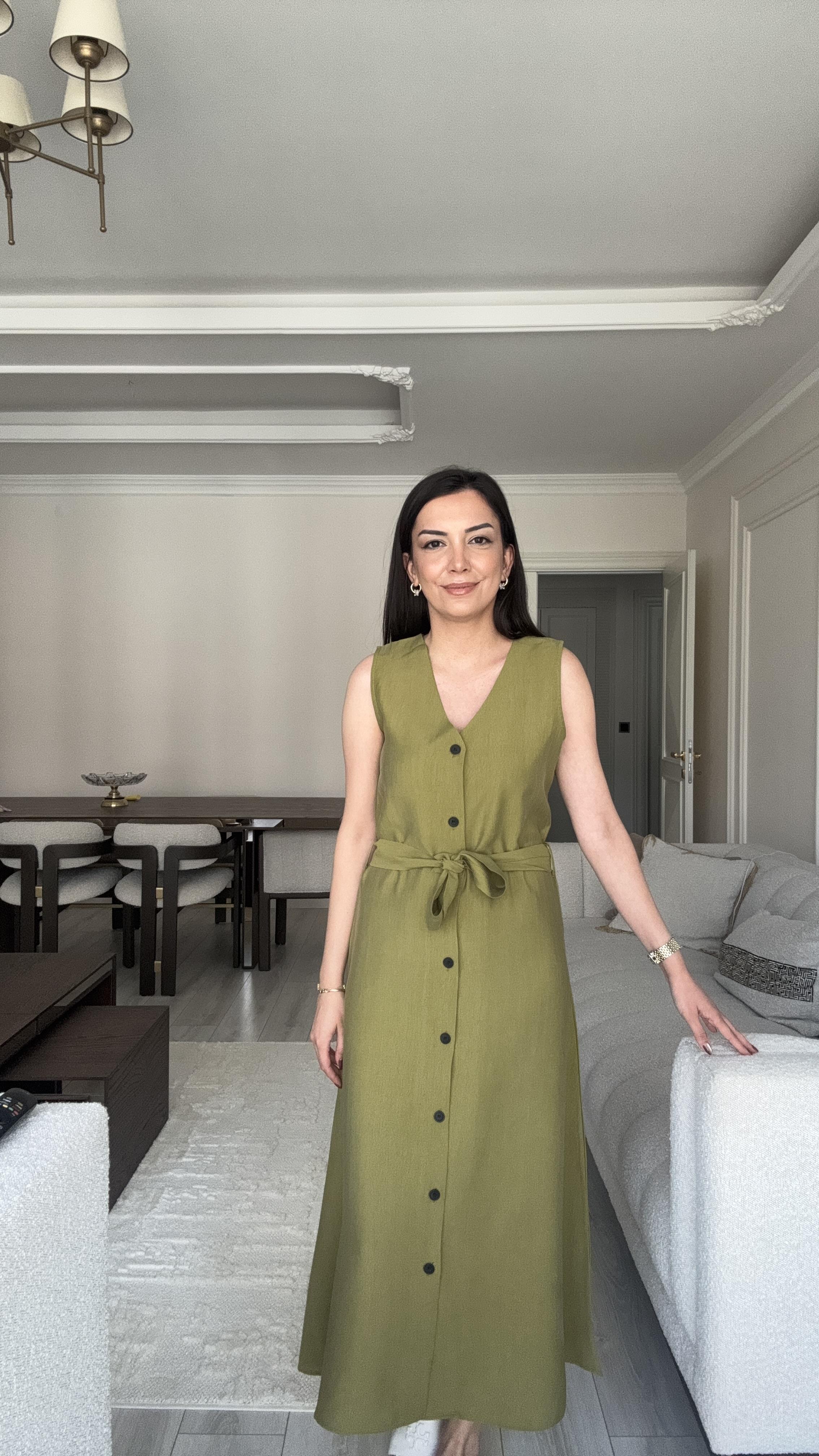 Massi Midi Elbise - Haki