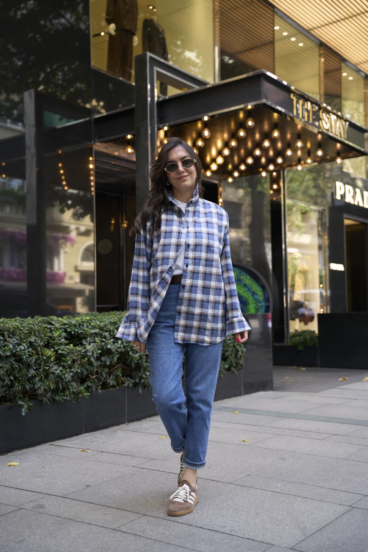 Oduncu Oversize Gömlek - Mavi