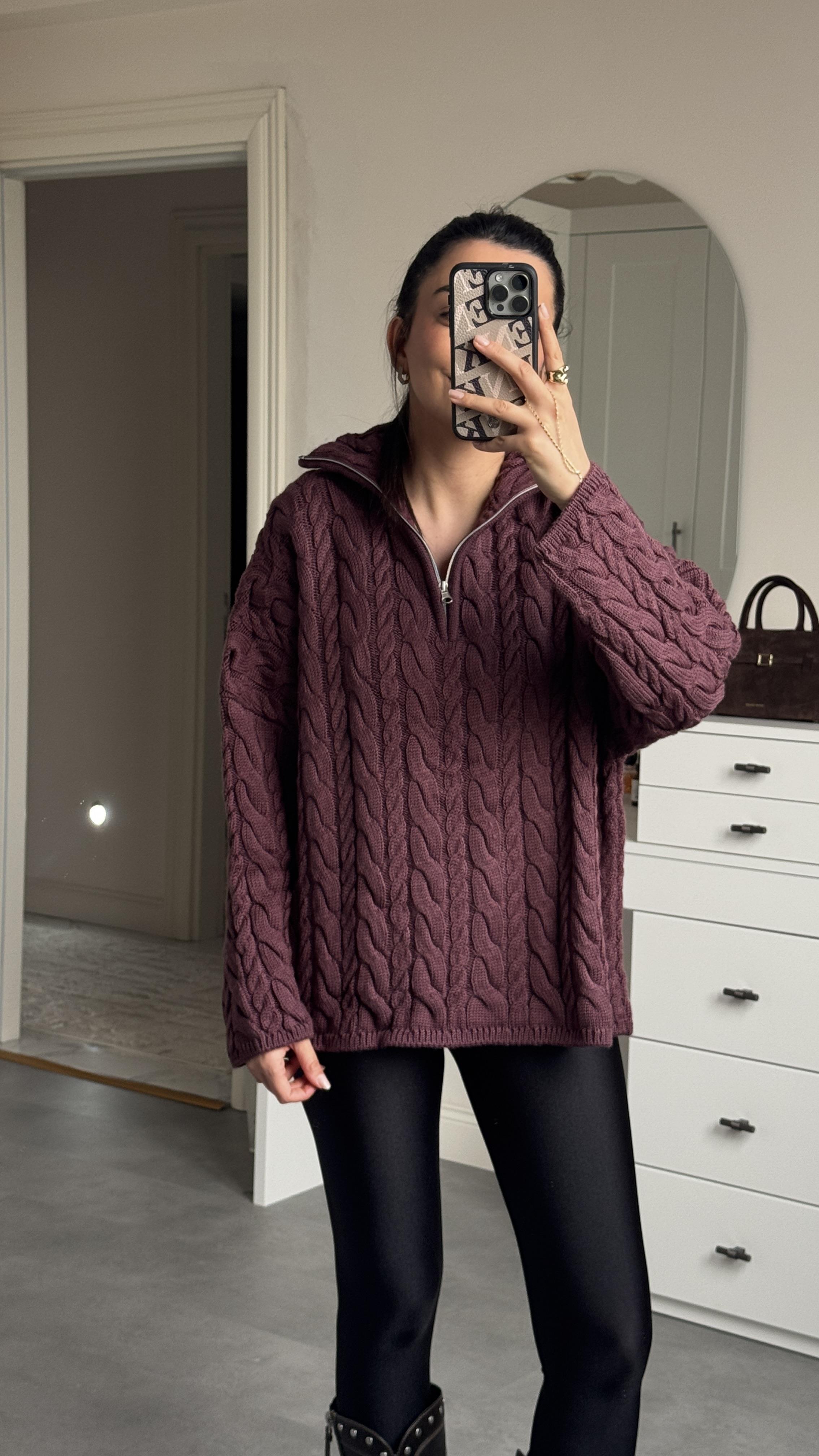 Örgü Kazak - Mürdüm