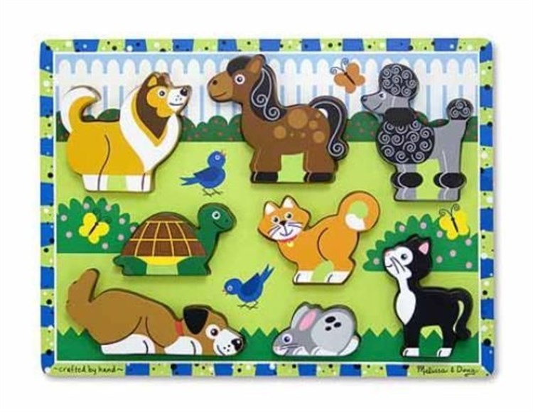 Melissa & Doug Ahşap Tombul Yapboz - Evcil Hayvanlar