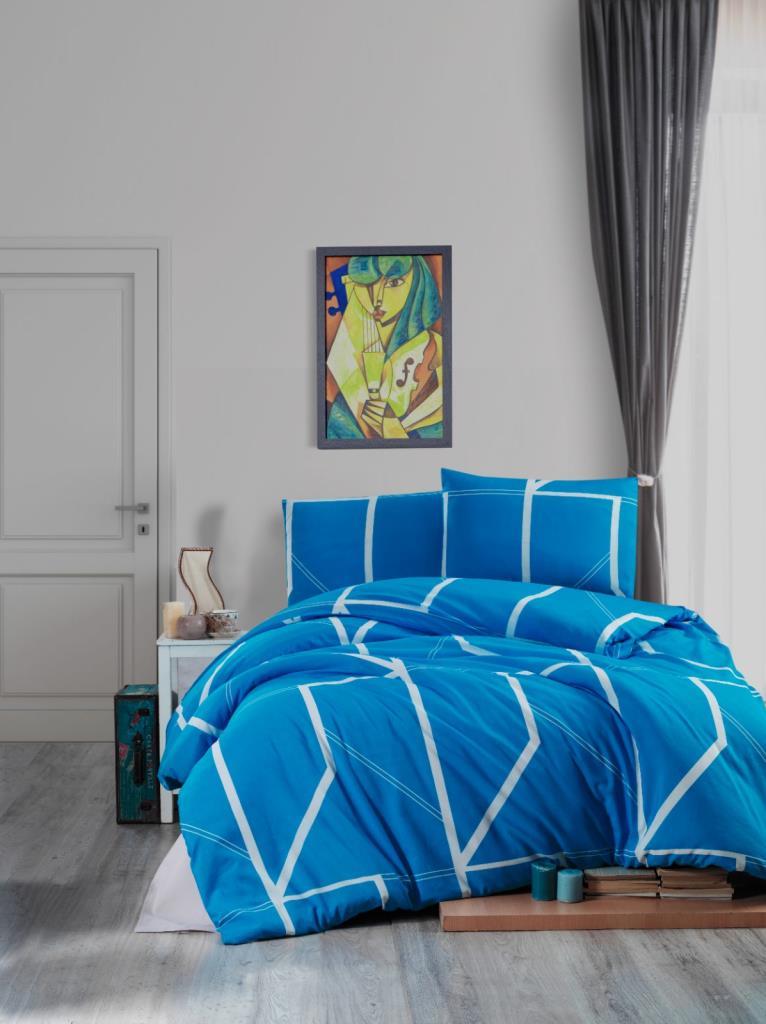 Camelia Çift Kişilik 4 Parça Nevresim Takımı 200x220- Mavi