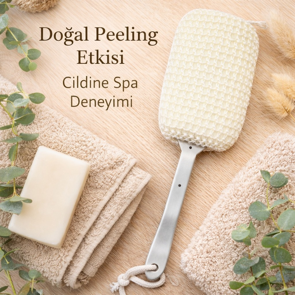 Doğal Banyo Fırçası Uzun Saplı | Sırt Temizleme & Peeling Etkili Duş Lifi | Dayanıklı ve Ergonomik Tasarım