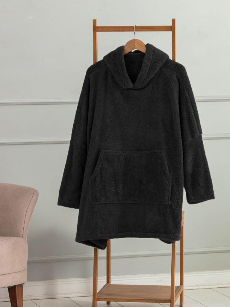 Wellsoft Kapşonlu Giyilebilir Tv Battaniyesi unisex Over size - Siyah
