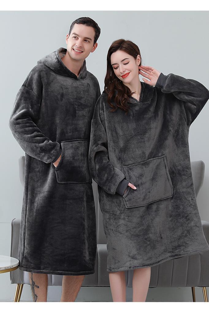 Wellsoft Kapşonlu Giyilebilir Tv Battaniyesi unisex Over size - Antrasit