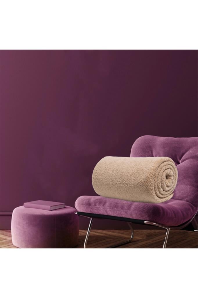 Wellsoft Televizyon Battaniyesi Peluş Battaniye Çift Kişilik 220*230 Sütlü Kahve