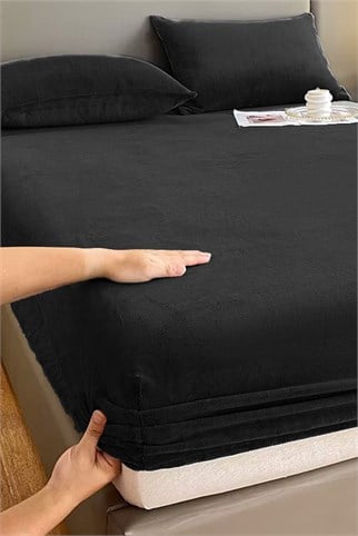 Kadife Kumaş Battal Çift Kişilik Fitted Lastikli Çarşaf Takımı 180x200+30 cm