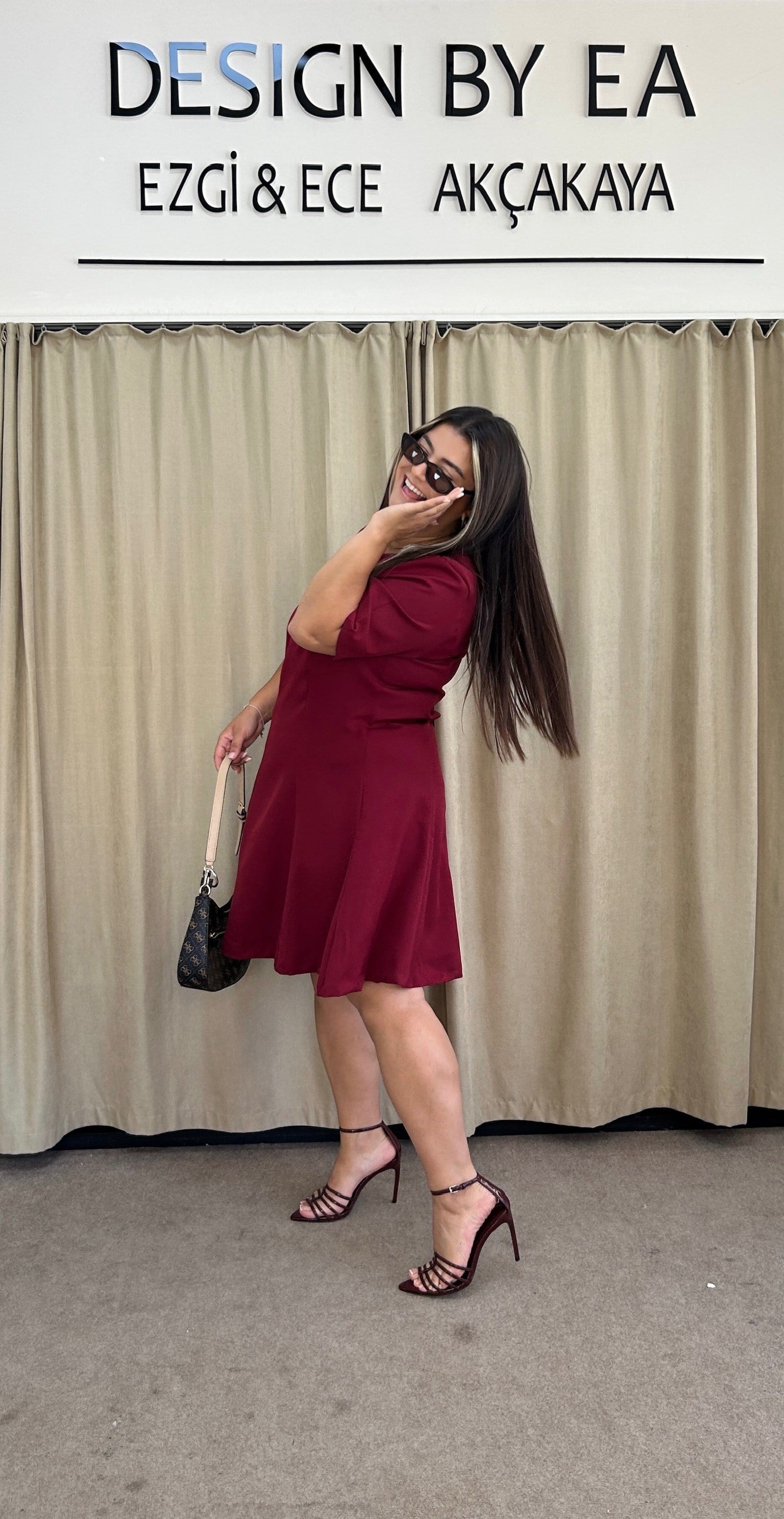 5067-Bordo Godeli Elbıse 