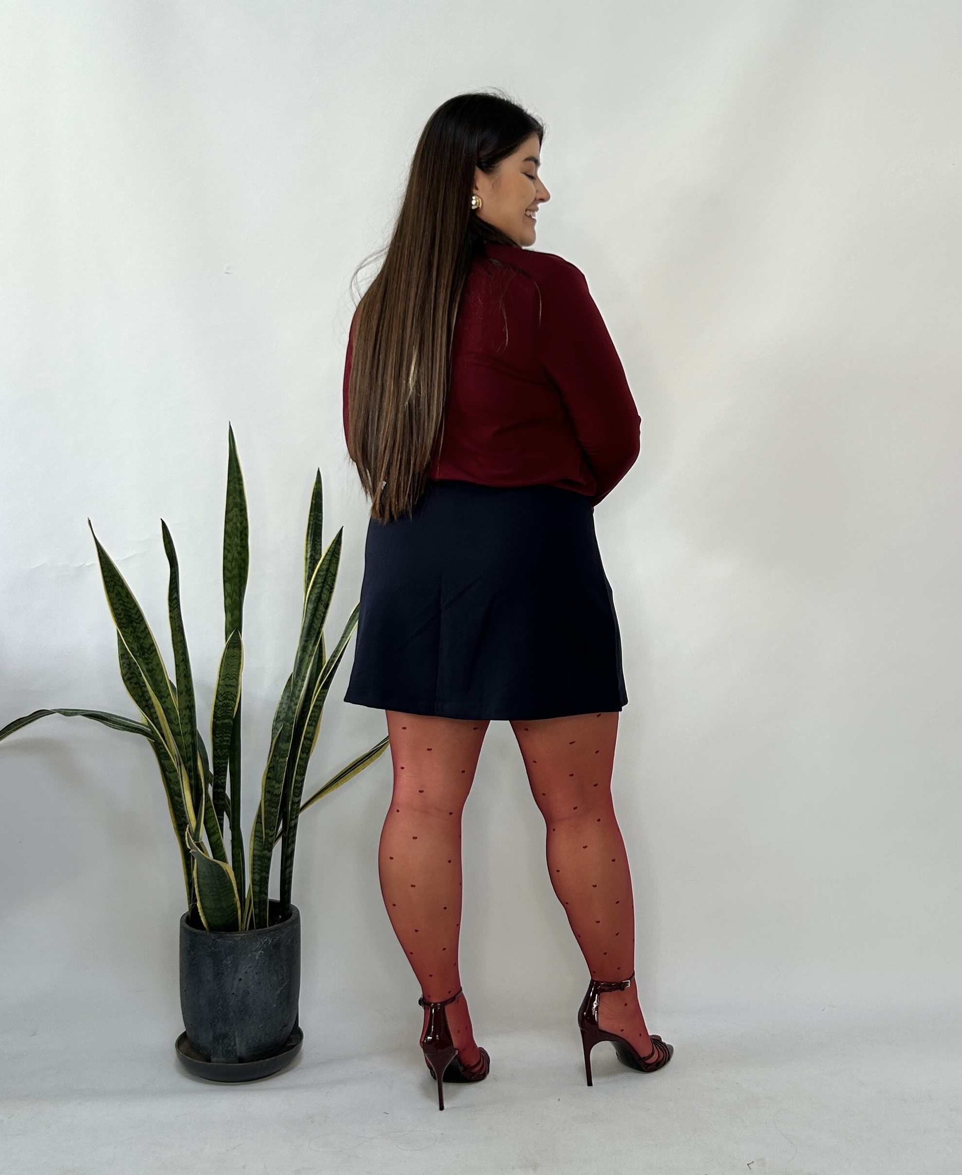 Bordo Vatkalı Degaje Bluz