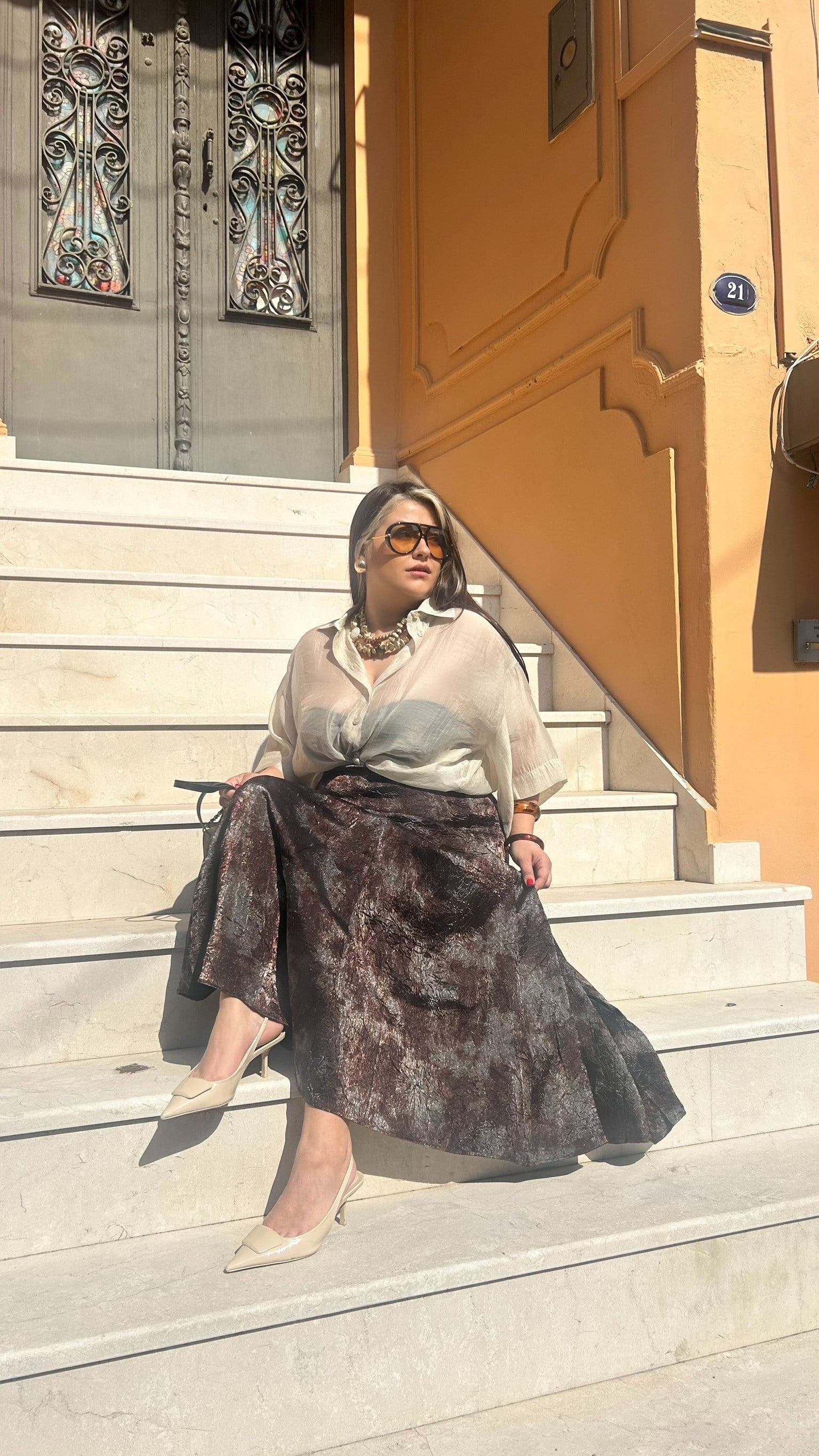 Haki İpeksi Organze Gömlek