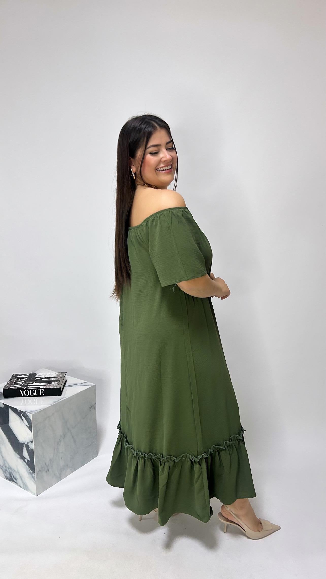 Haki Madonna Yaka Elbise - 5001