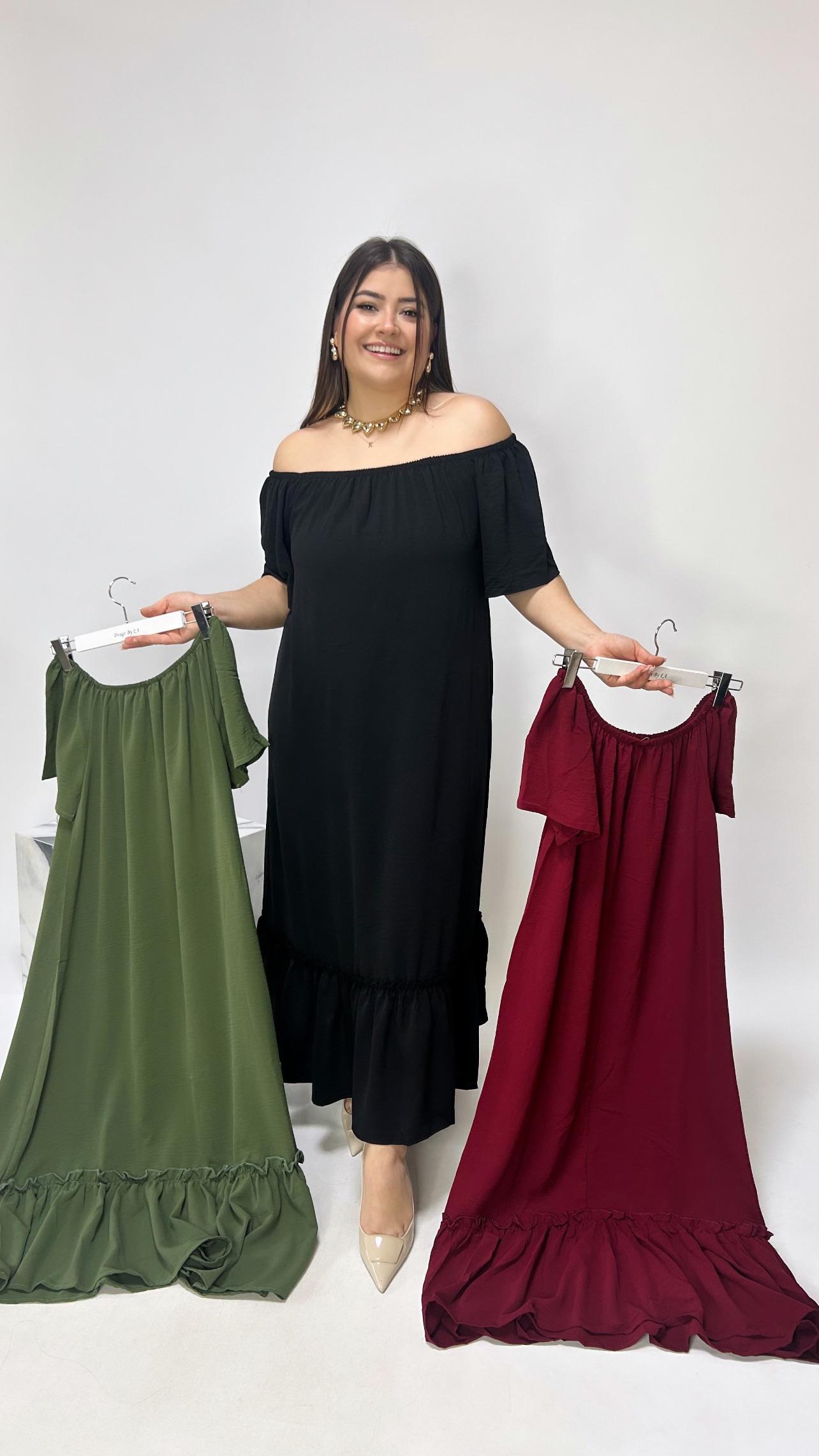 Haki Madonna Yaka Elbise - 5001