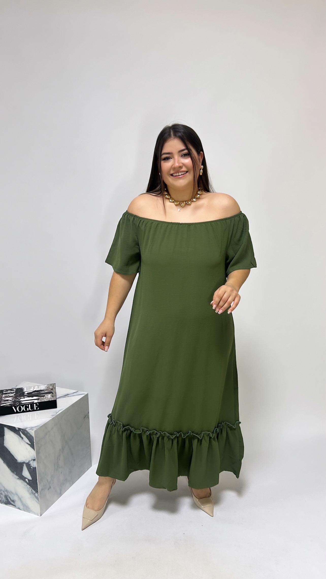 Haki Madonna Yaka Elbise - 5001