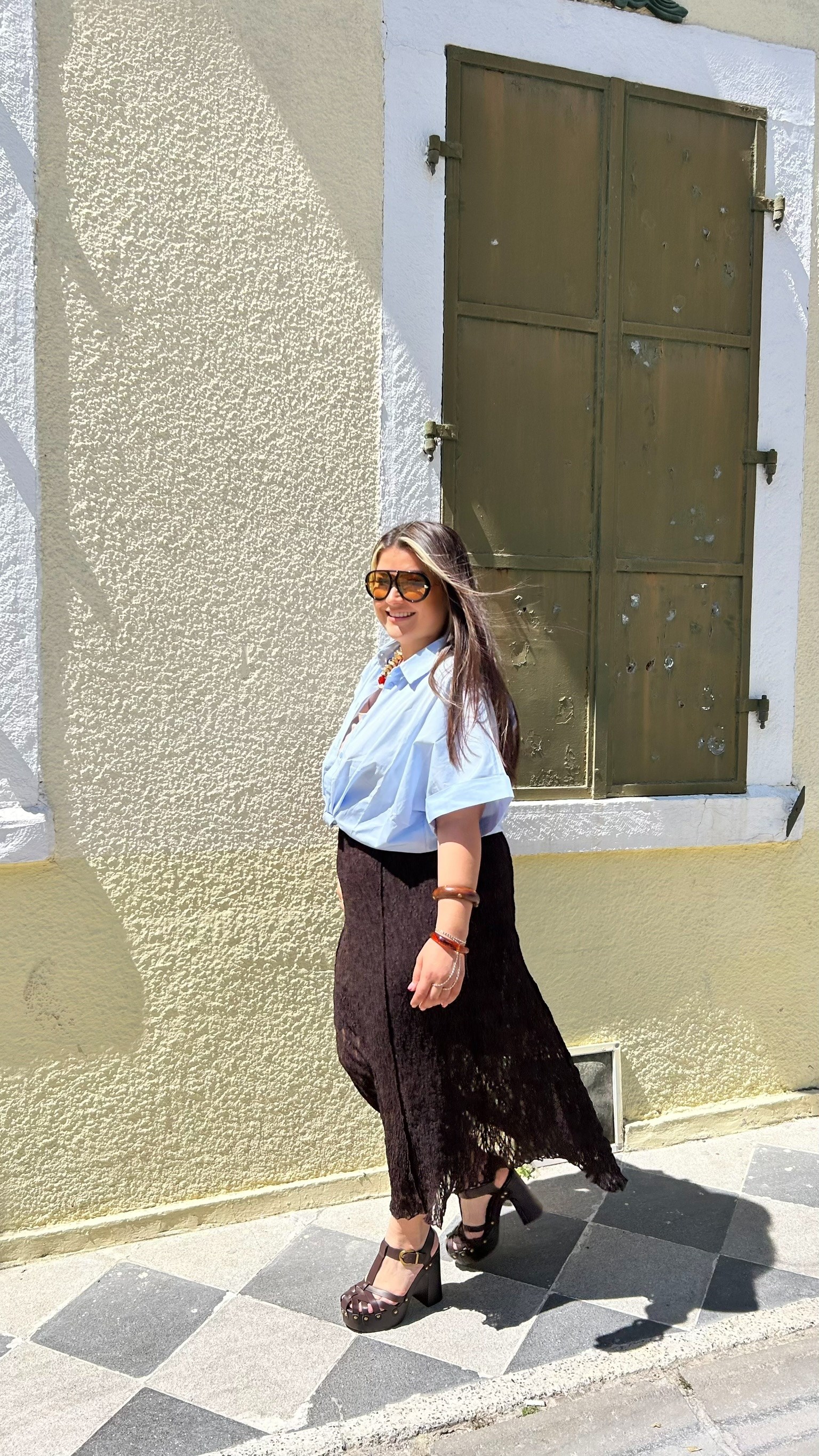 Kahve Astarlı Dantel Etek