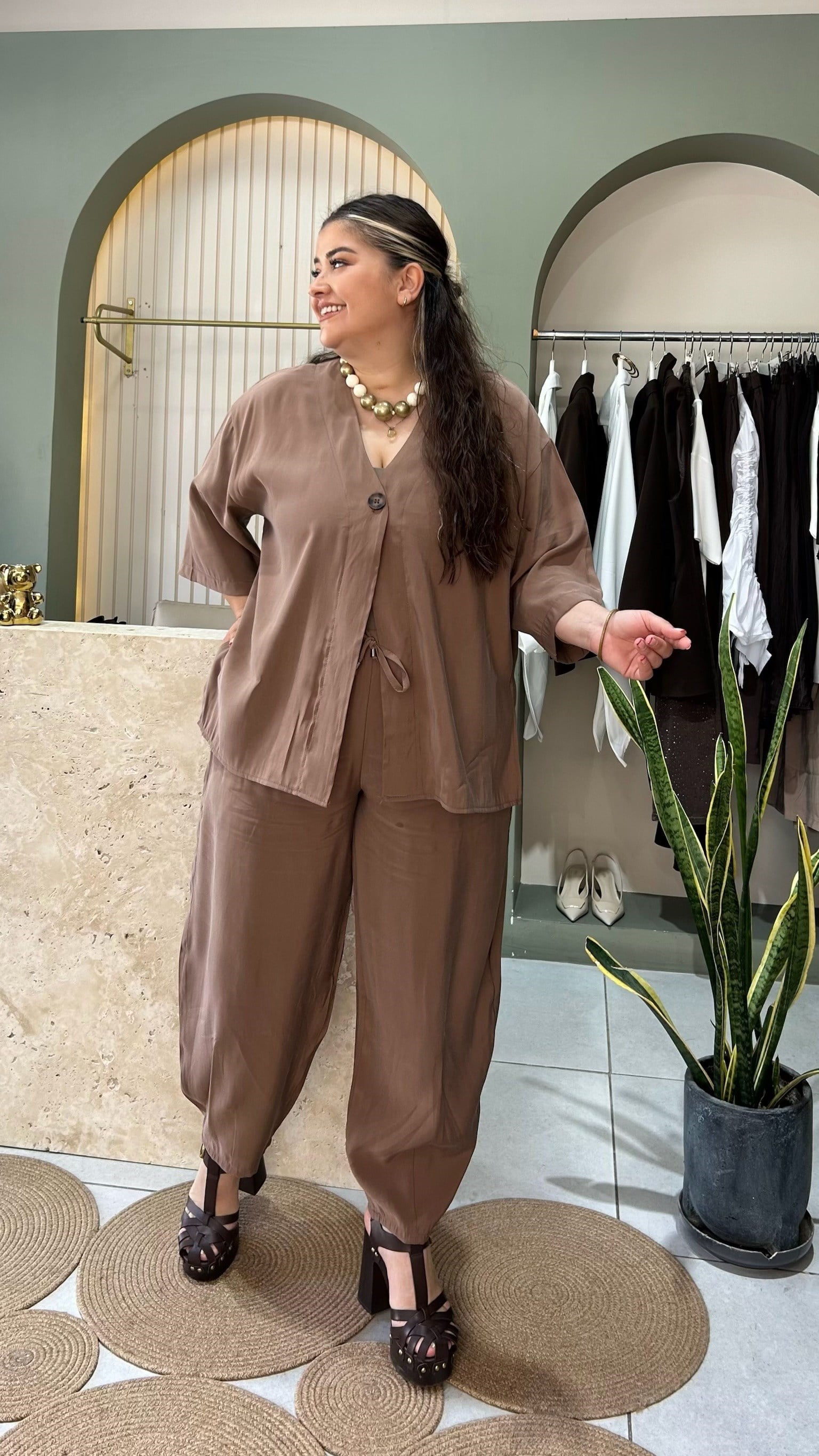 Kahve Tencel Takım