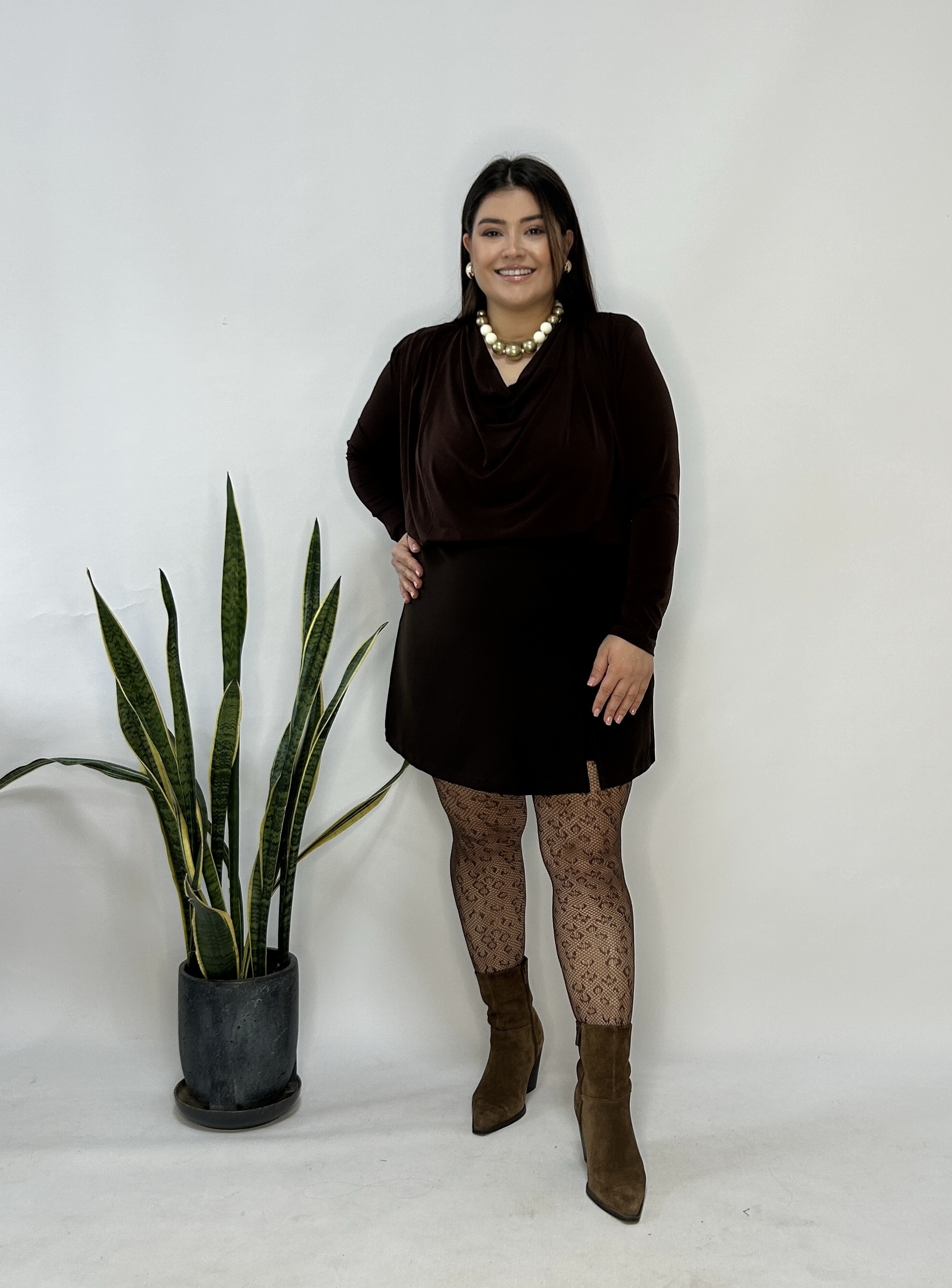 Kahve Vatkalı Degaje Bluz