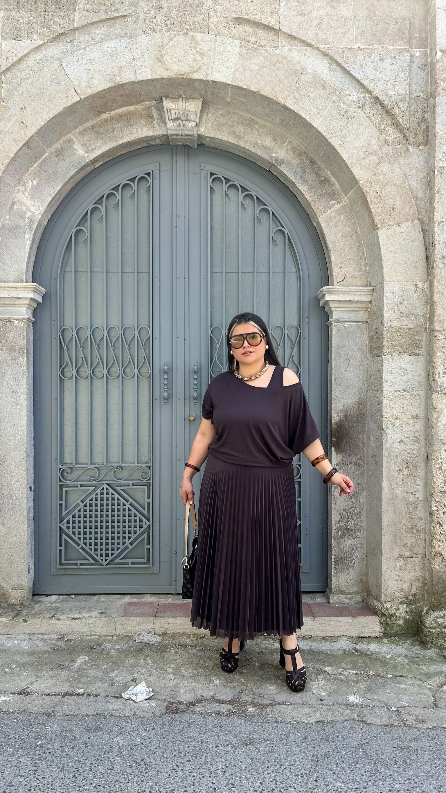 Kahverengi İkili Elbise