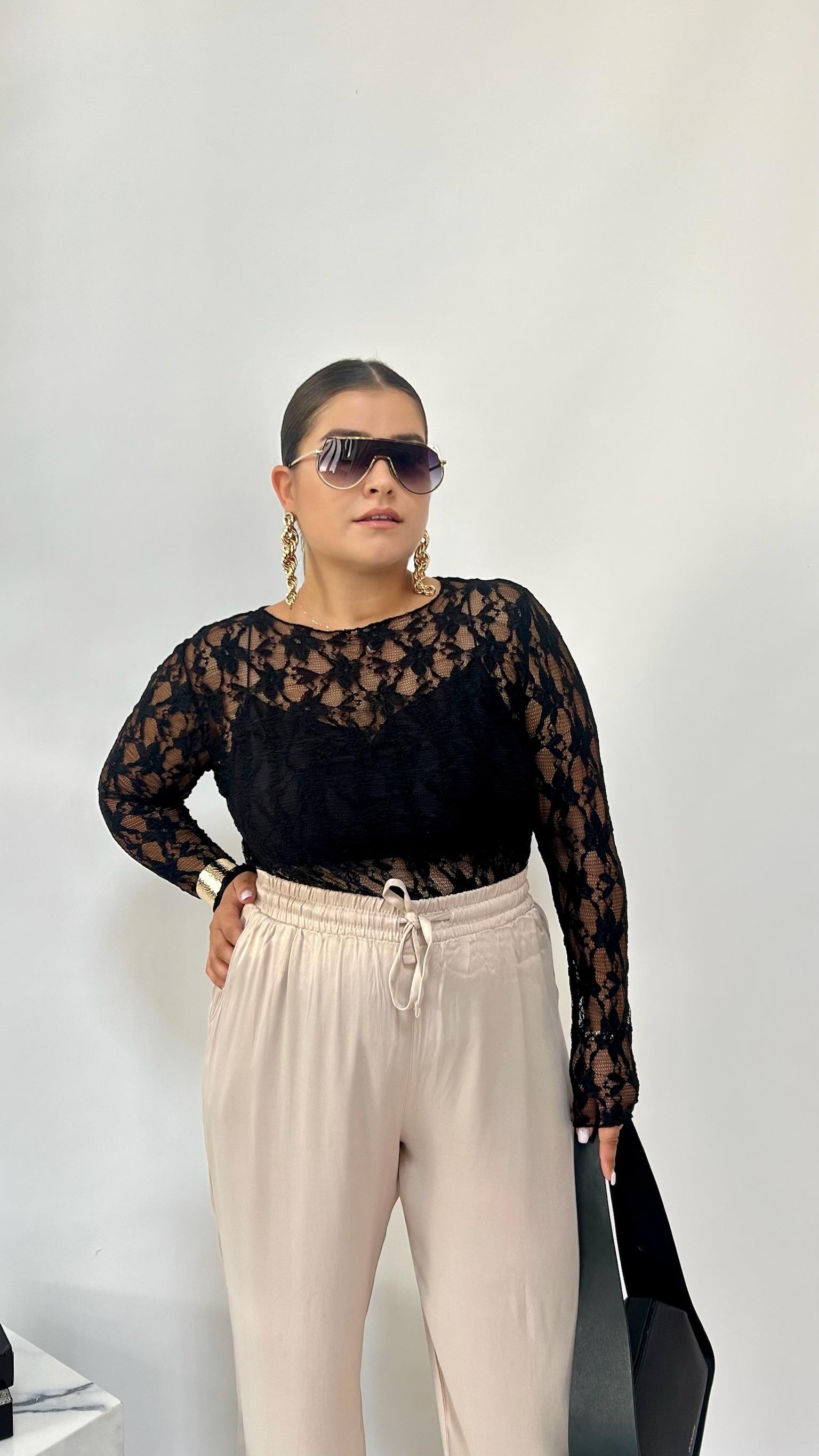 Krem Pamuk Saten Pantolon