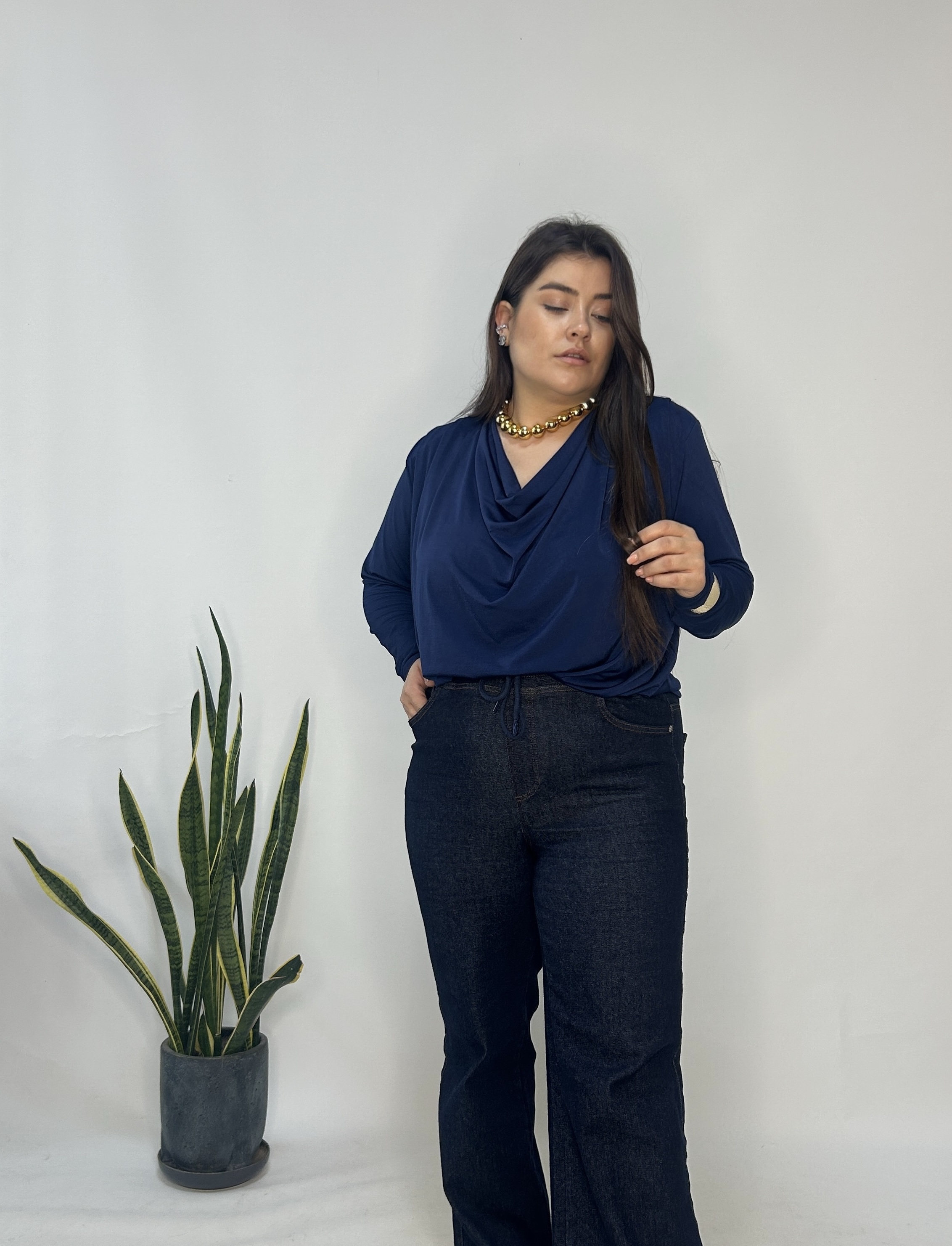 Lacivert Degaje Bluz