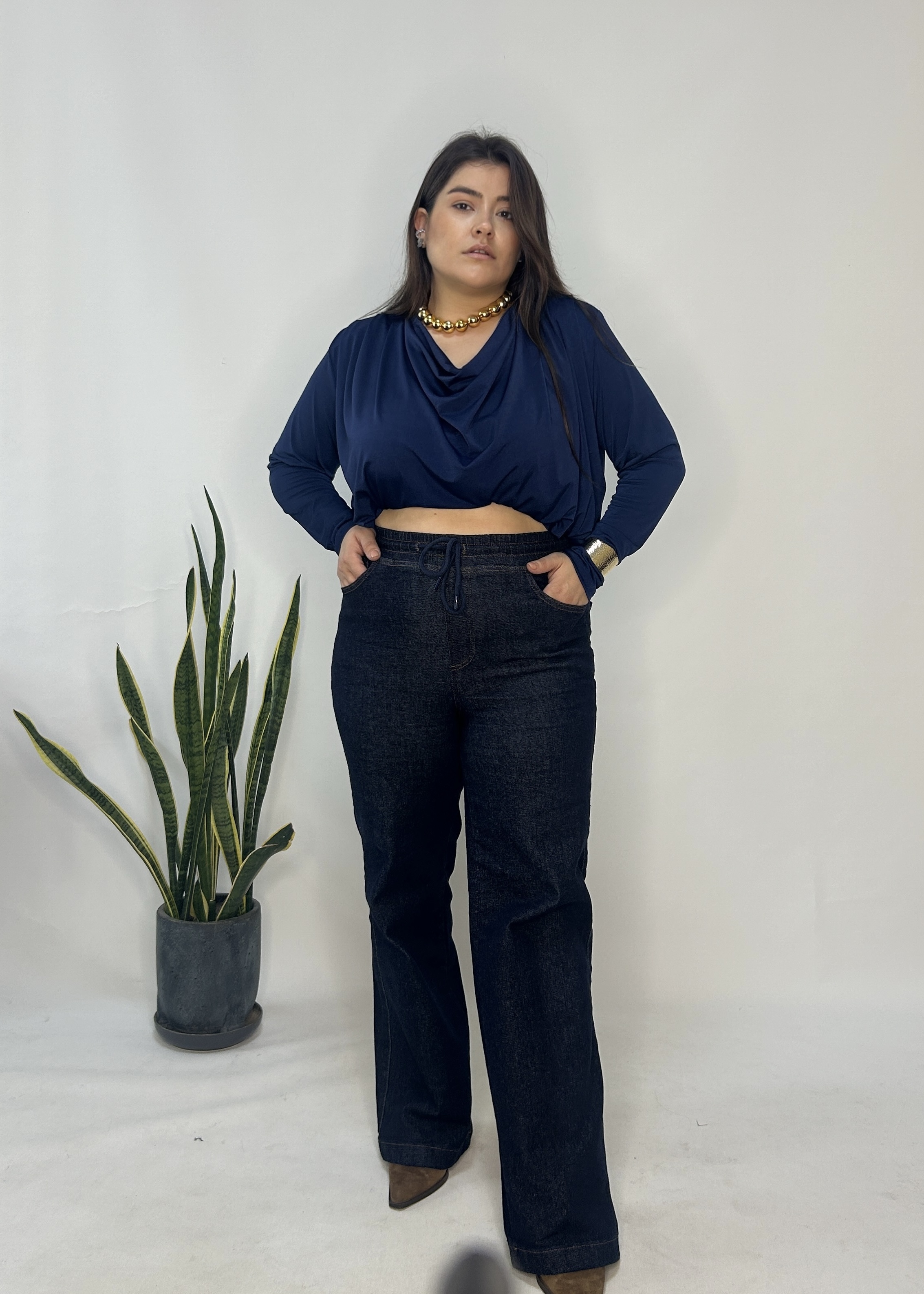 Lacivert Degaje Bluz