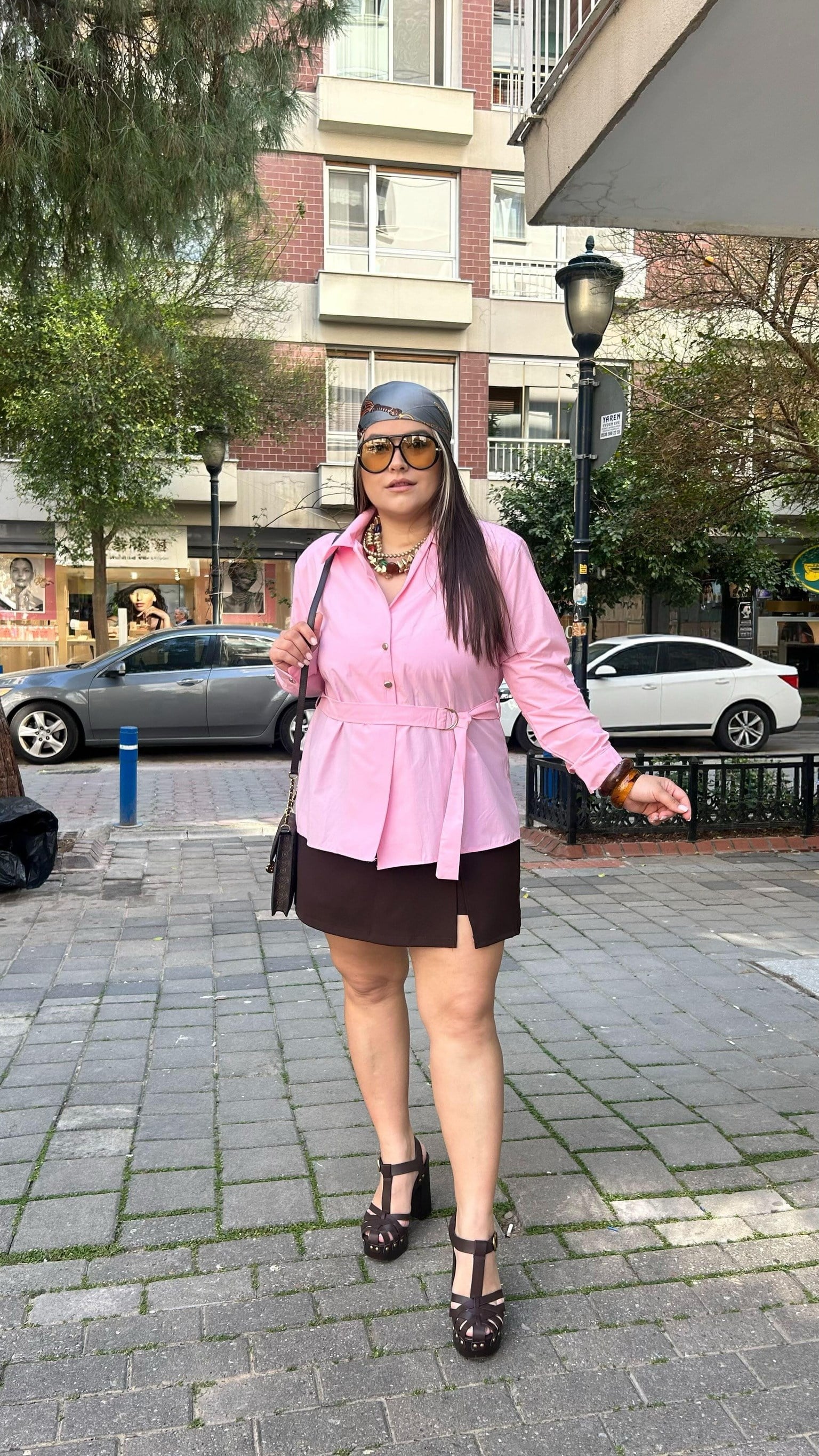 Pembe Kemerli Poplin Gömlek