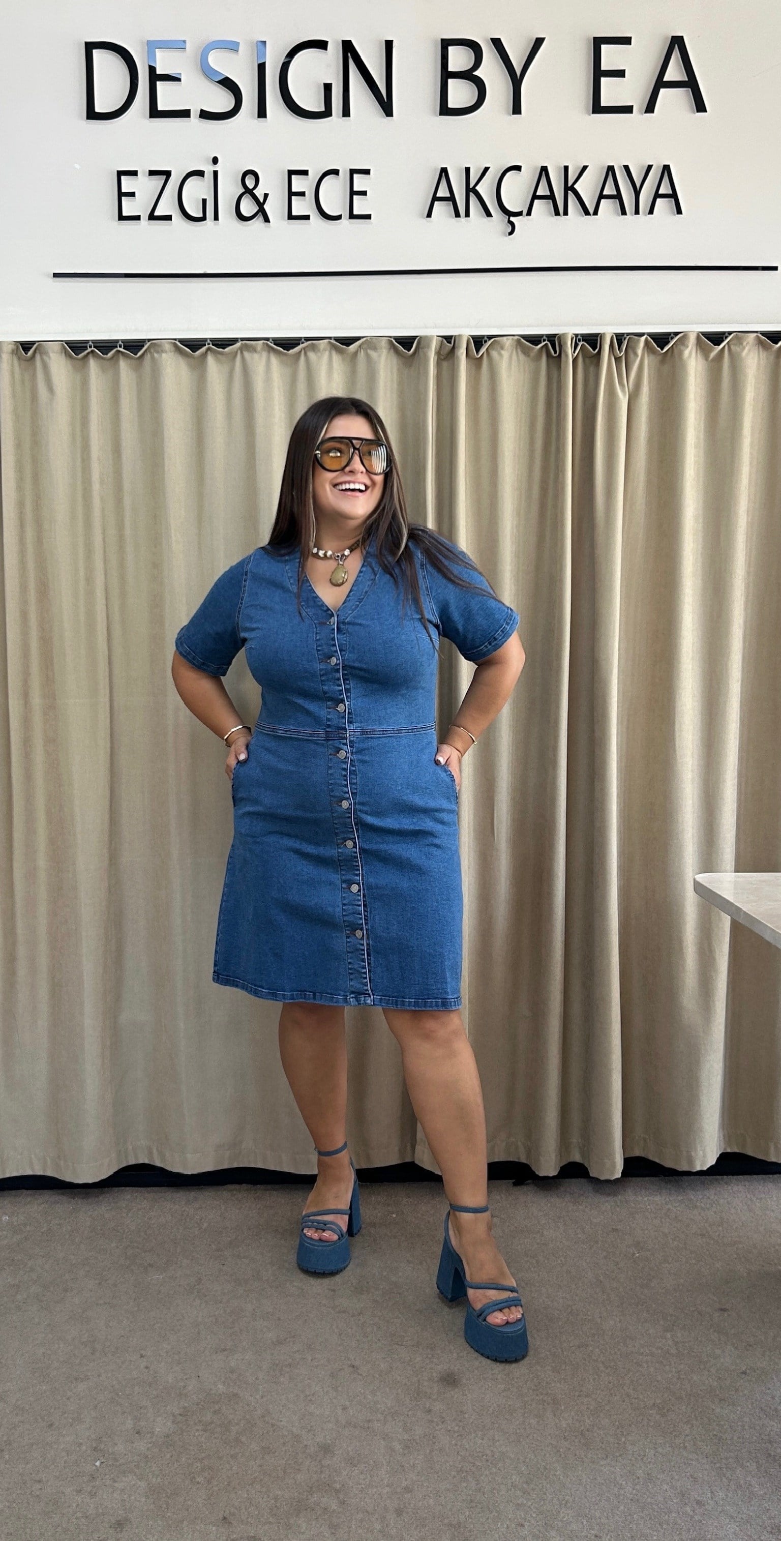 STL01-Mavi Denim Elbise