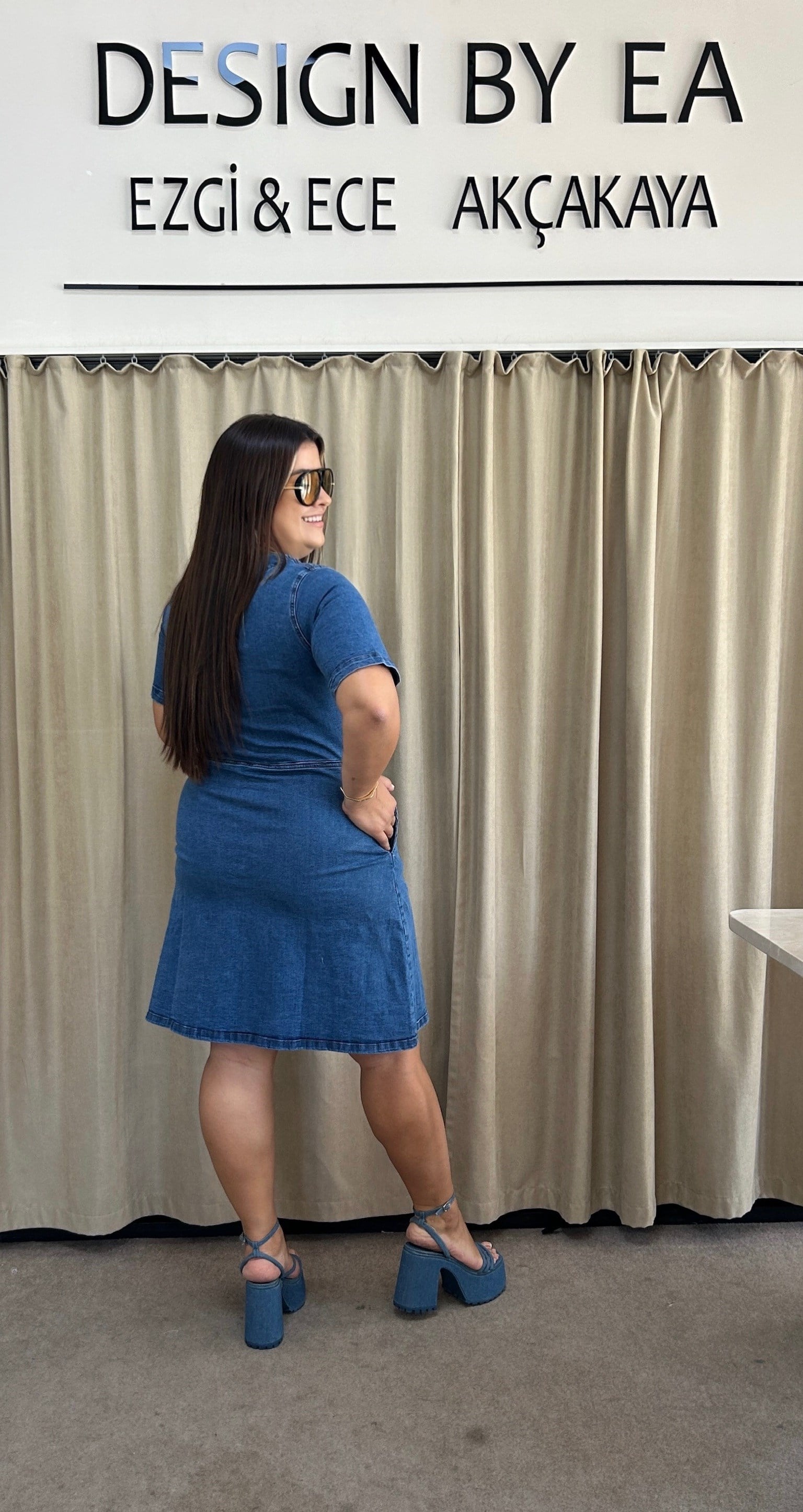 STL01-Mavi Denim Elbise