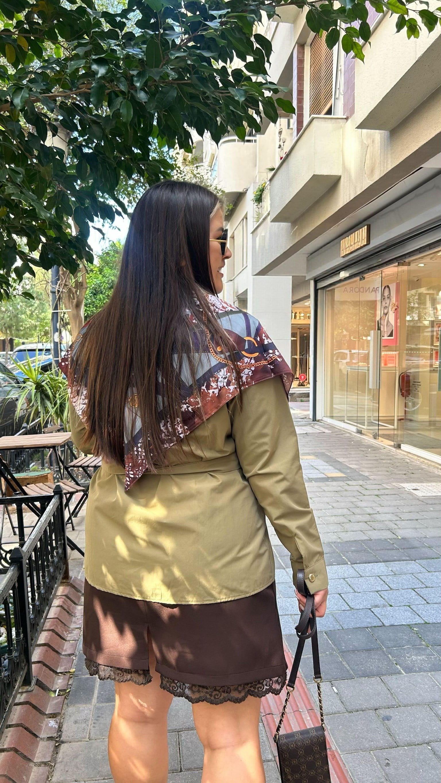 Yeşil Kemerli Poplin Gömlek