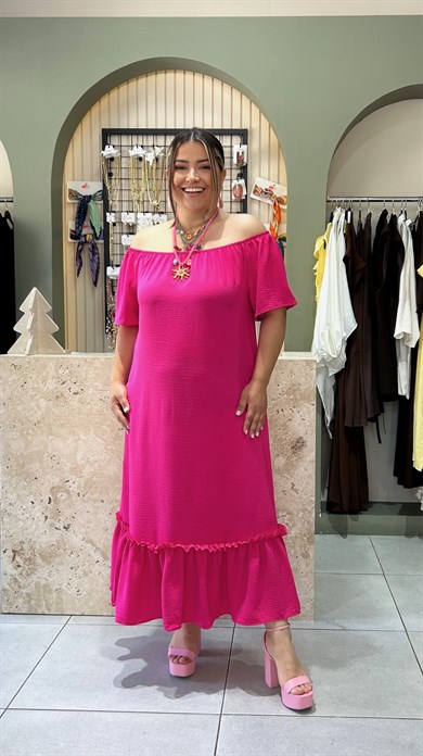 5001-Pembe Madonna Elbise