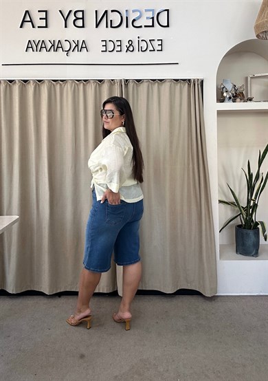 5210-Açık Mavi Denim Şort