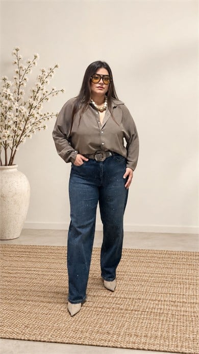 5815- Taş Detaylı Baggy Jean