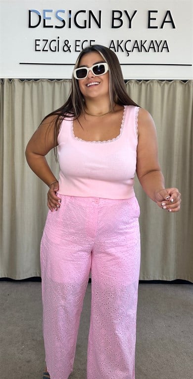 976- Pembe Dantelli Bluz