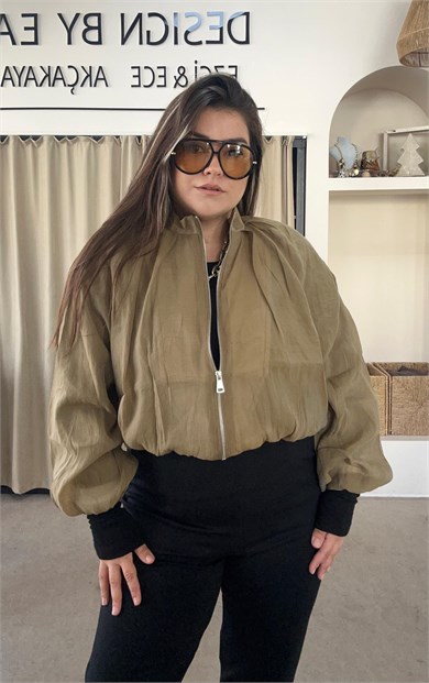 9804- Olive Bomber Ceket
